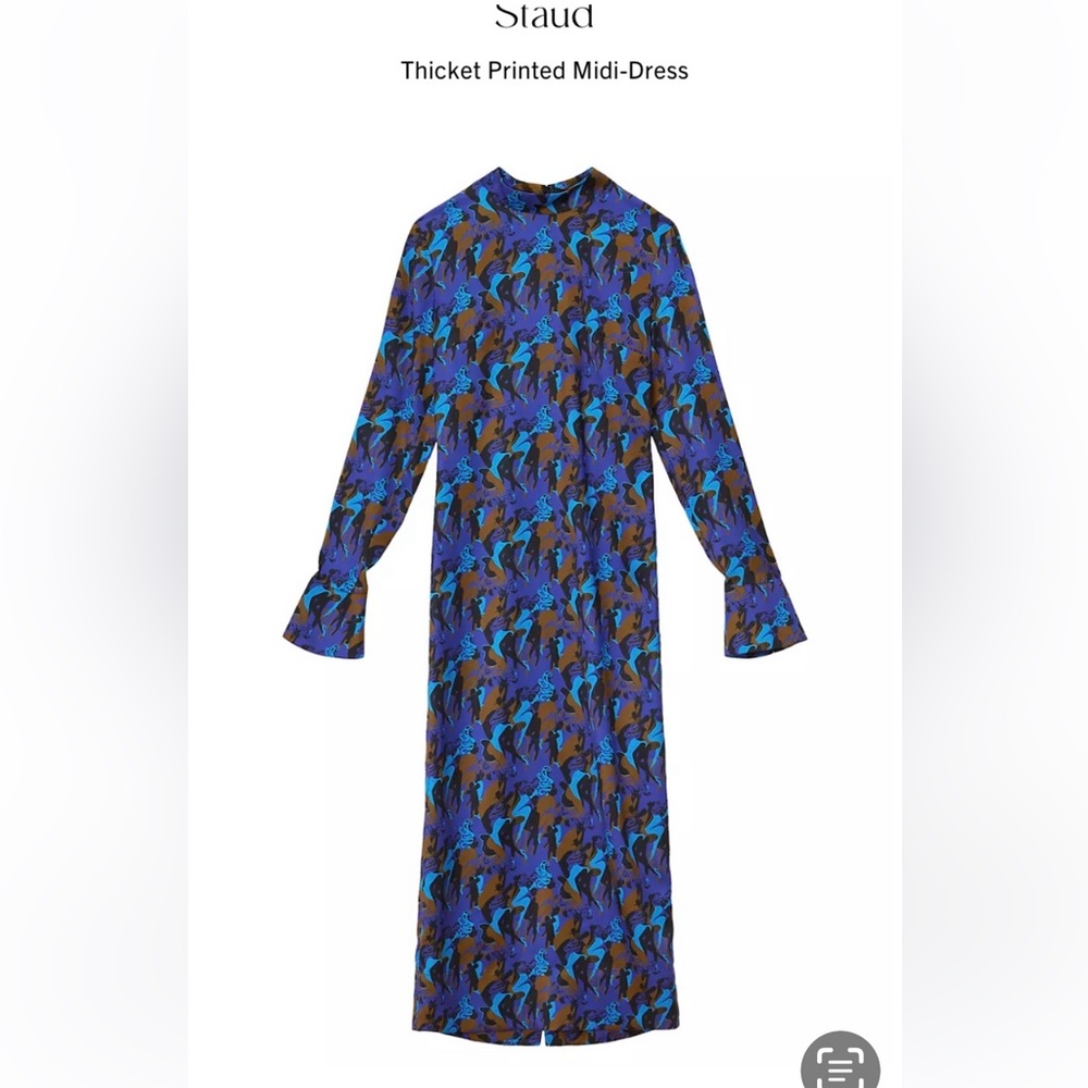 Staud Blue Printed Midi Dress